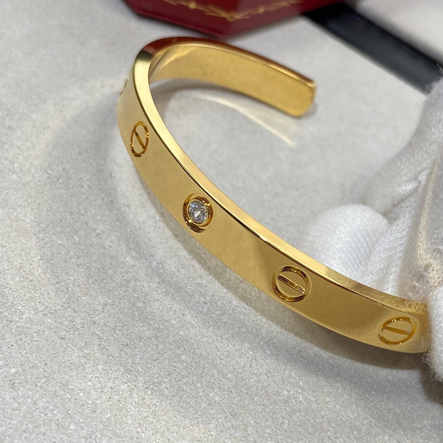 [Moco]LOVE BRACELET 6.1MM 1 DIAMOND OPEN CUFF