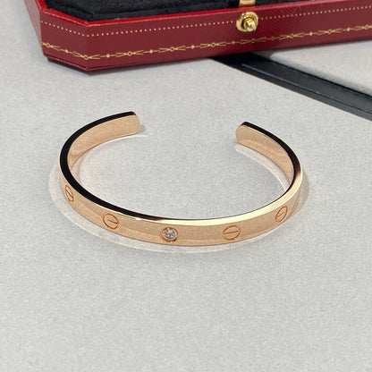 [Moco]LOVE BRACELET 6.1MM 1 DIAMOND OPEN CUFF