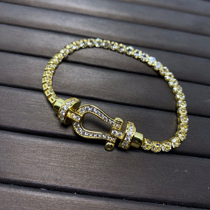 [Moco]FORCE  LARGE HORSESHOE FULL DIAMOND TENNIS BRACELET