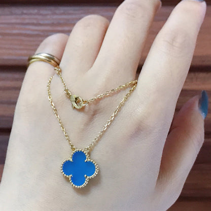 [Moco]CLOVER 15MM BLUE AGATE NECKLACE