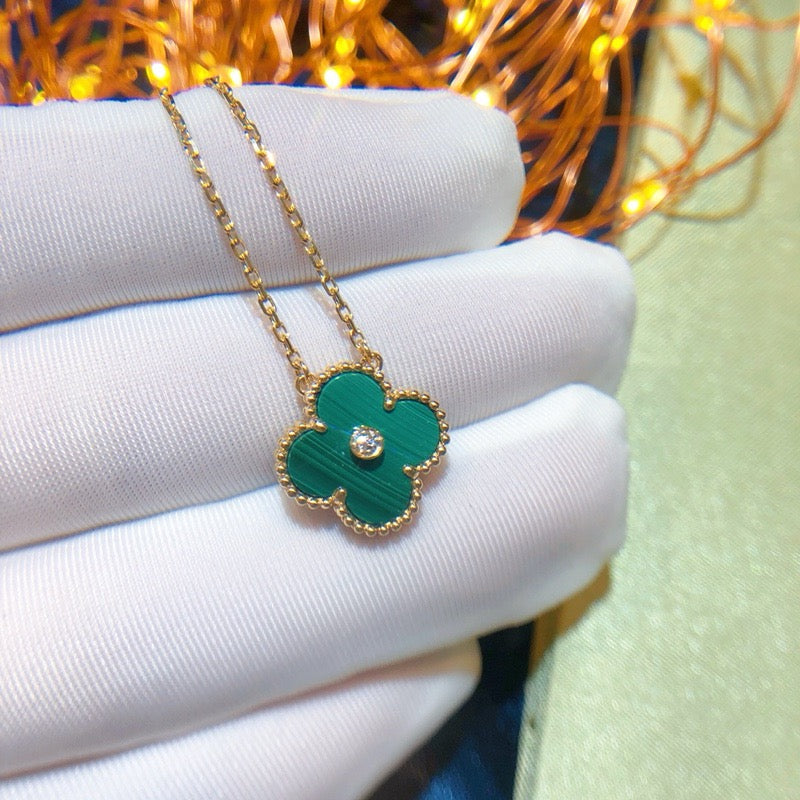 [Moco]CLOVER 15MM DIAMOND TURQUOISE NECKLACE