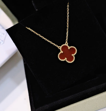 [Moco]CLOVER 15MM CARNELIAN SINGLE FLOWER NECKLACE