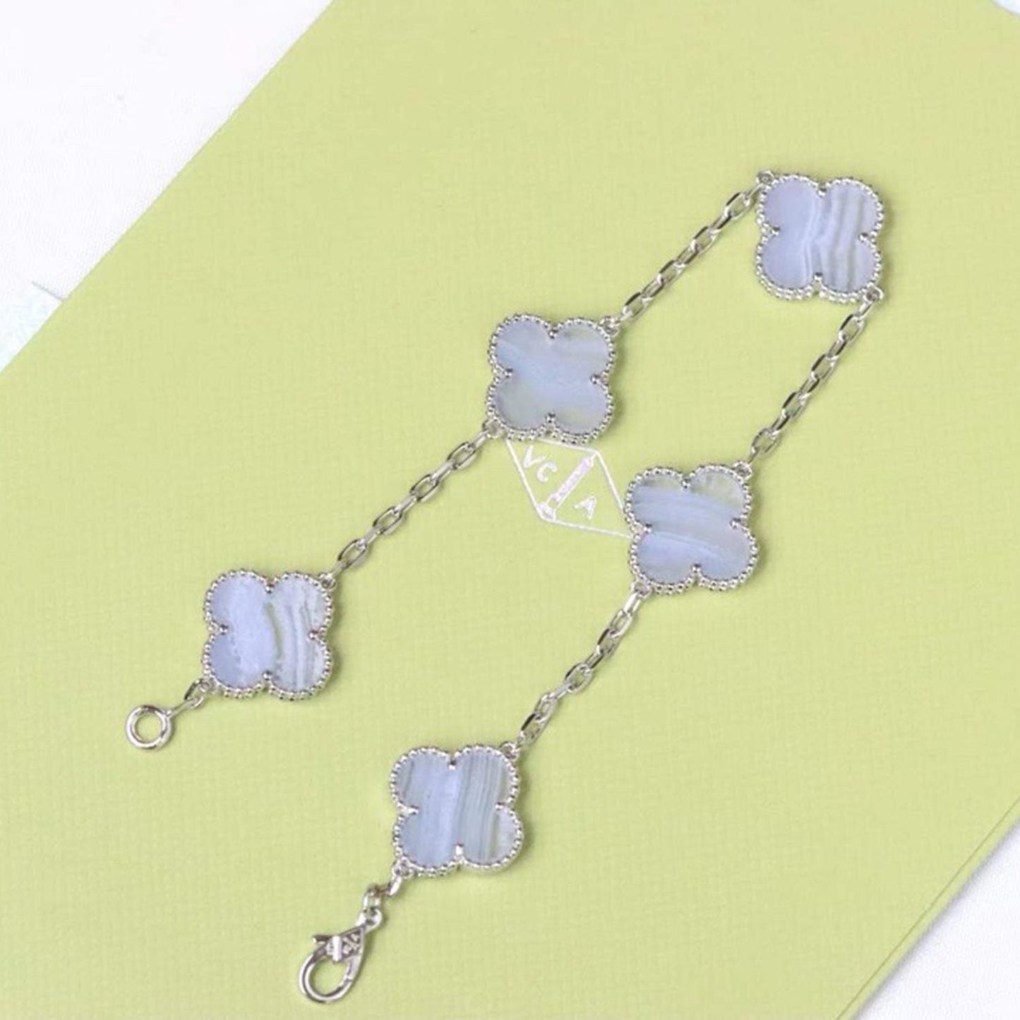 [Moco]CLOVER  5 MOTIF PURPLE CHALCEDONY BRACELET SILVER