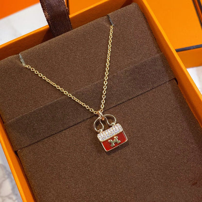 [Moco]CONSTANCE RED PEDANT PINK GOLD NECKLACE