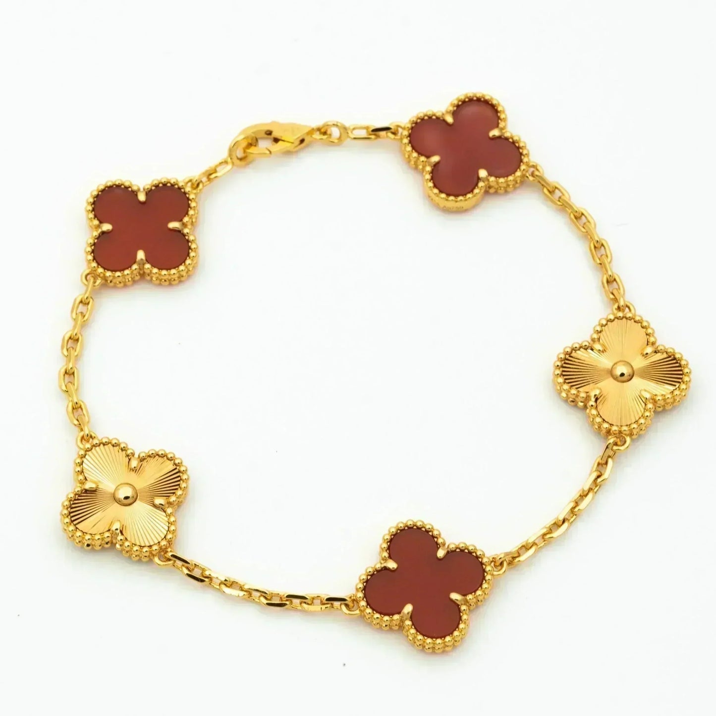 [Moco]CLOVER  5 MOTIFS CARNELIAN GOLD BRACELET