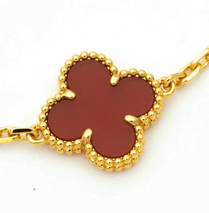 [Moco]CLOVER  5 MOTIFS CARNELIAN GOLD BRACELET