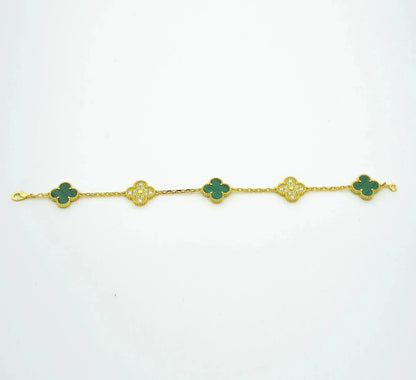 [Moco]CLOVER  5 MOTIF MALACHITE DIAMOND BRACELET