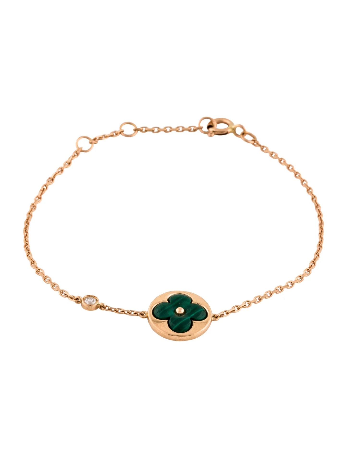 [Moco]SUN MALACHITE 1 DIAMOND PINK GOLD BRACELET