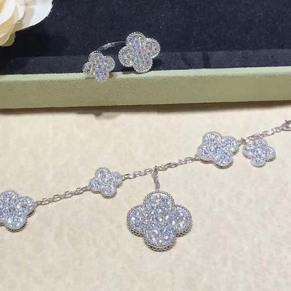 [Moco]CLOVER 6 MOTIFS SILVER DIAMOND BRACELET