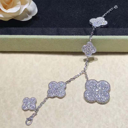 [Moco]CLOVER 6 MOTIFS SILVER DIAMOND BRACELET