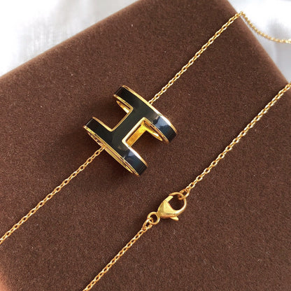 [Moco]HM CLIC BLACK ENAMEL GOLD NECKLACE