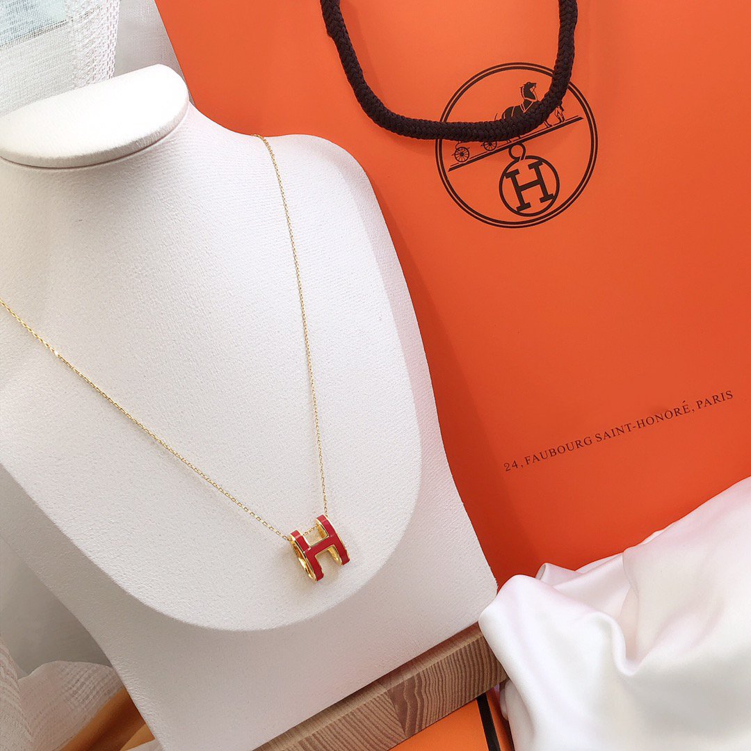 [Moco]HM CLIC RED ENAMEL GOLD NECKLACE