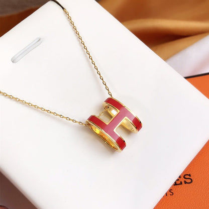 [Moco]HM CLIC RED ENAMEL GOLD NECKLACE