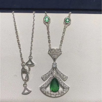 [Moco]DREAM NECKLACE MALACHITE DIAMOND SILVER