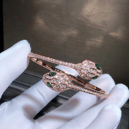 [Moco]SERPENTI BRACELET PINK GOLD MALACHITE DIAMOND DOUBLE SNAKE