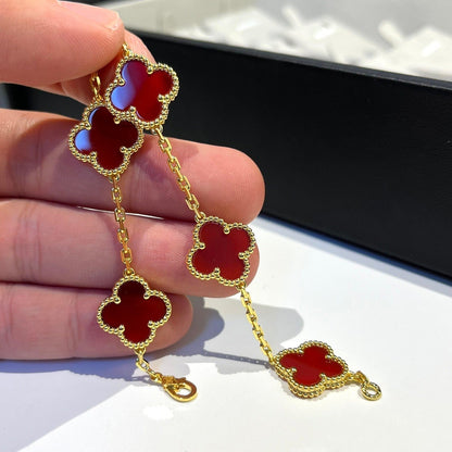 [Moco]CLOVER 5 MOTIFS RED AGATE  BRACELET