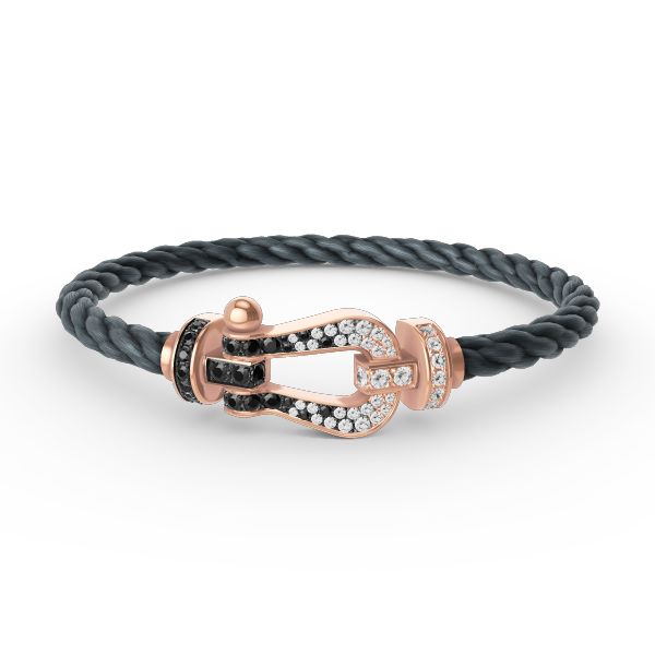 [Moco]FORCE LARGE HORSESHOE BLACK WHITE DIAMOND BRACELET ROSE GOLD