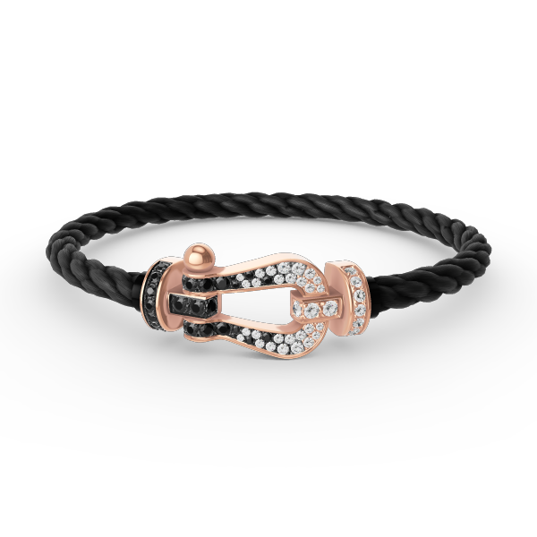 [Moco]FORCE LARGE HORSESHOE BLACK WHITE DIAMOND BRACELET ROSE GOLD