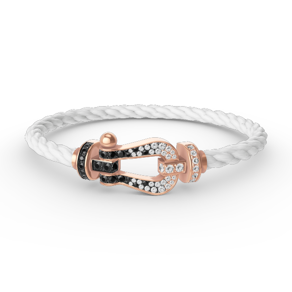 [Moco]FORCE LARGE HORSESHOE BLACK WHITE DIAMOND BRACELET ROSE GOLD