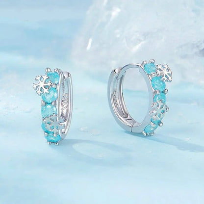 Huggie Earrings Ice Flower Zirconia Platinum Plated Hoop Earrings