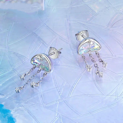 Iridescent Jellyfish Earrings Studs for Women Teen Girls