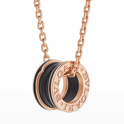 [Moco]ZERO 1 BLACK CERAMIC PINK GOLD NECKLACE