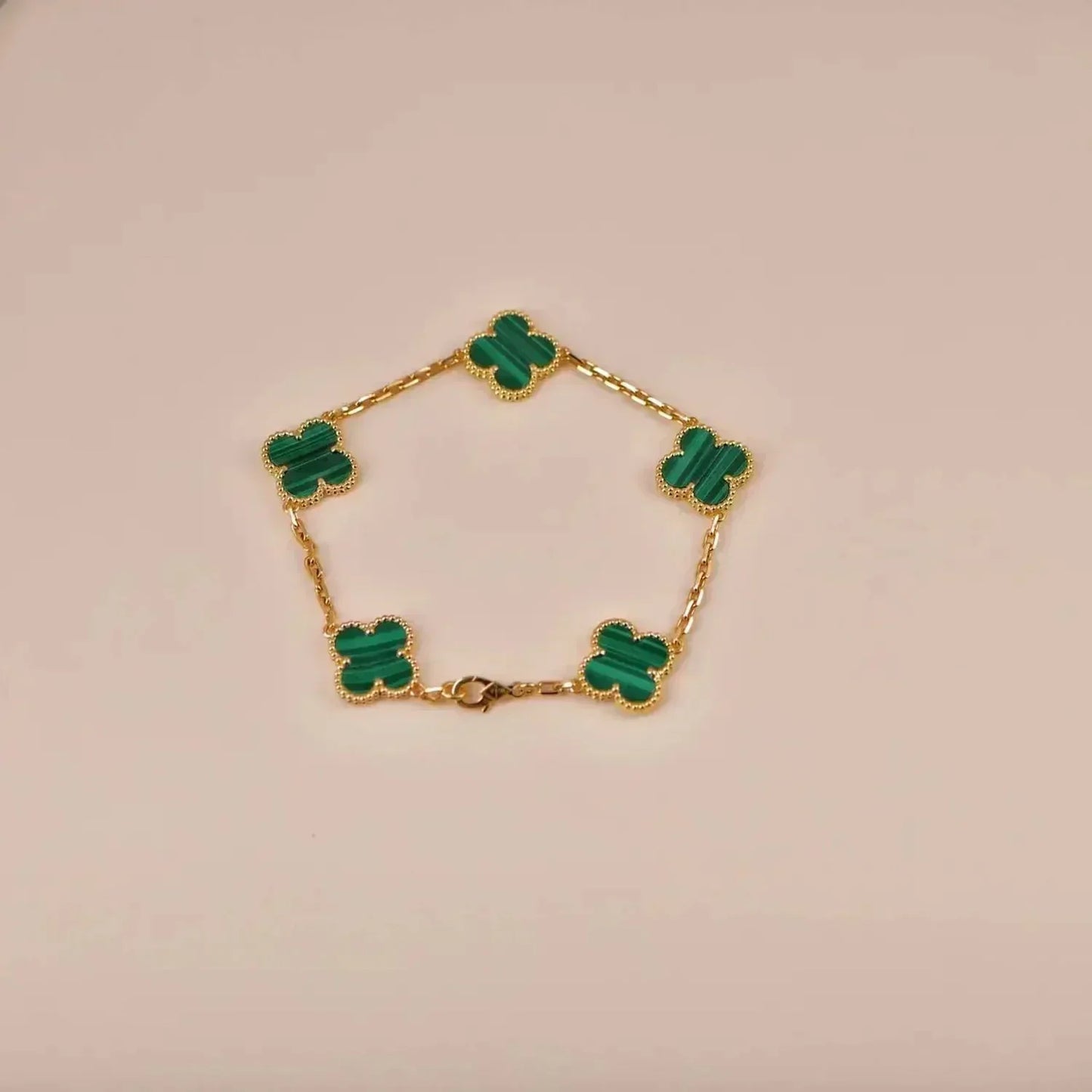 [Moco]CLOVER 5 MOTIFS MALACHITE BRACELET