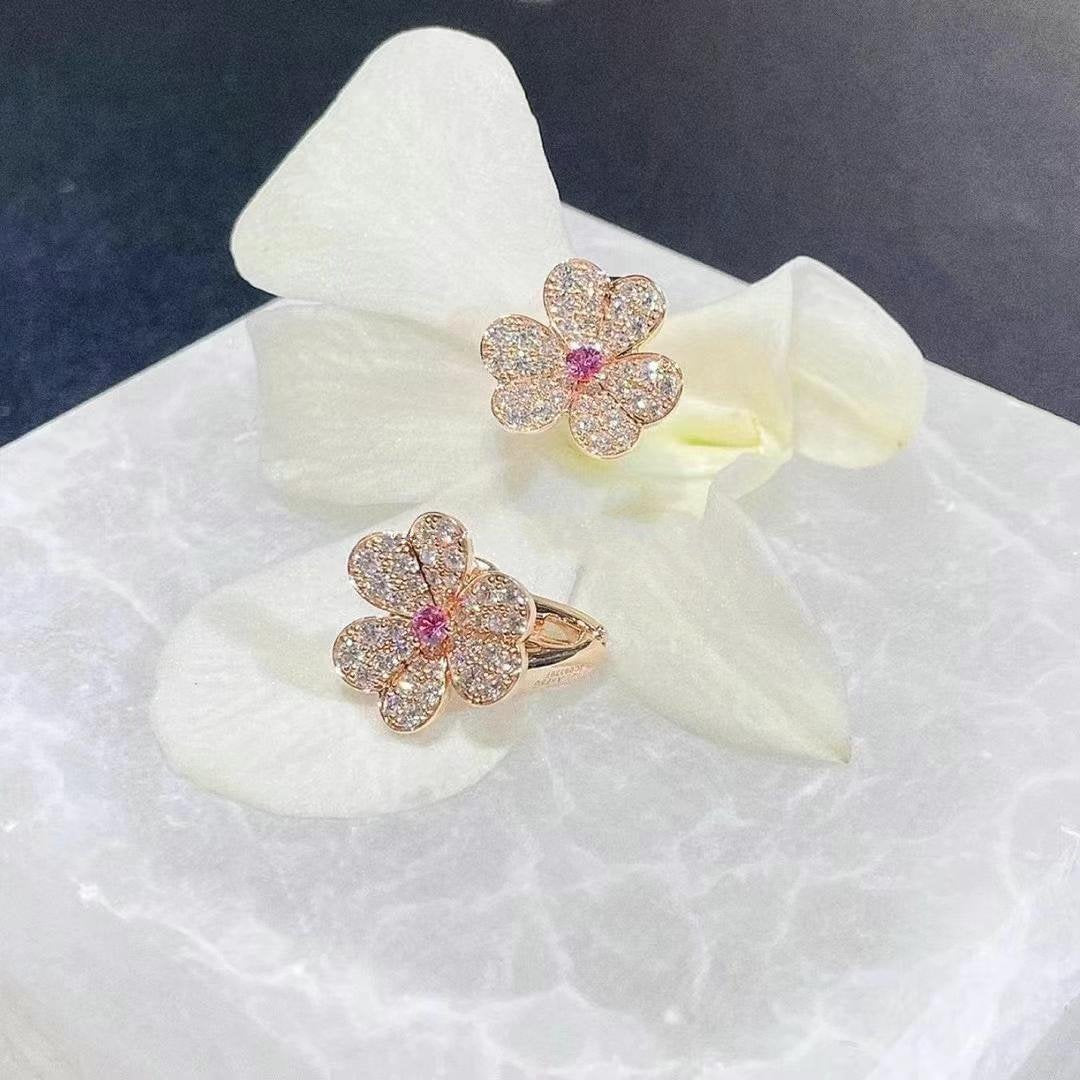 [Moco]FRIVOLE PINK GOLD FLOWER DIAMOND EARRINGS