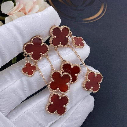 [Moco]CLOVER EARRINGS CARNELIAN 4 MOTIFS PINK GOLD