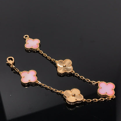 [Moco]CLOVER BRACELET 5 MOTIF PINK AND PINK GOLD