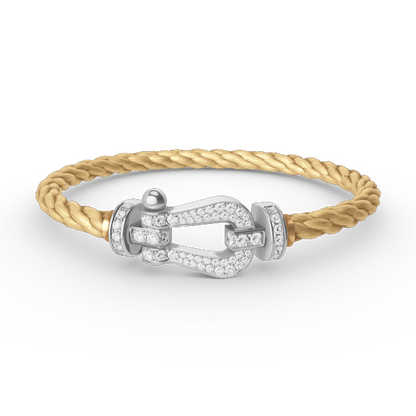 [Moco]FORCE LARGE HORSESHOE FULL DIAMOND BRACELET SILVER