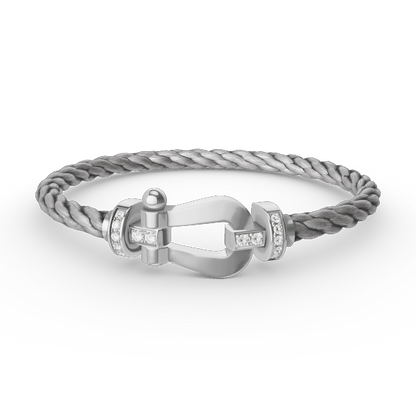 [Moco]FORCE LARGE HORSESHOE HALF DIAMOND BRACELET SILVER