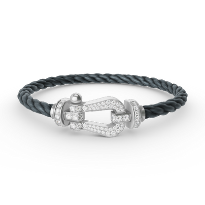 [Moco]FORCE LARGE HORSESHOE FULL DIAMOND BRACELET SILVER